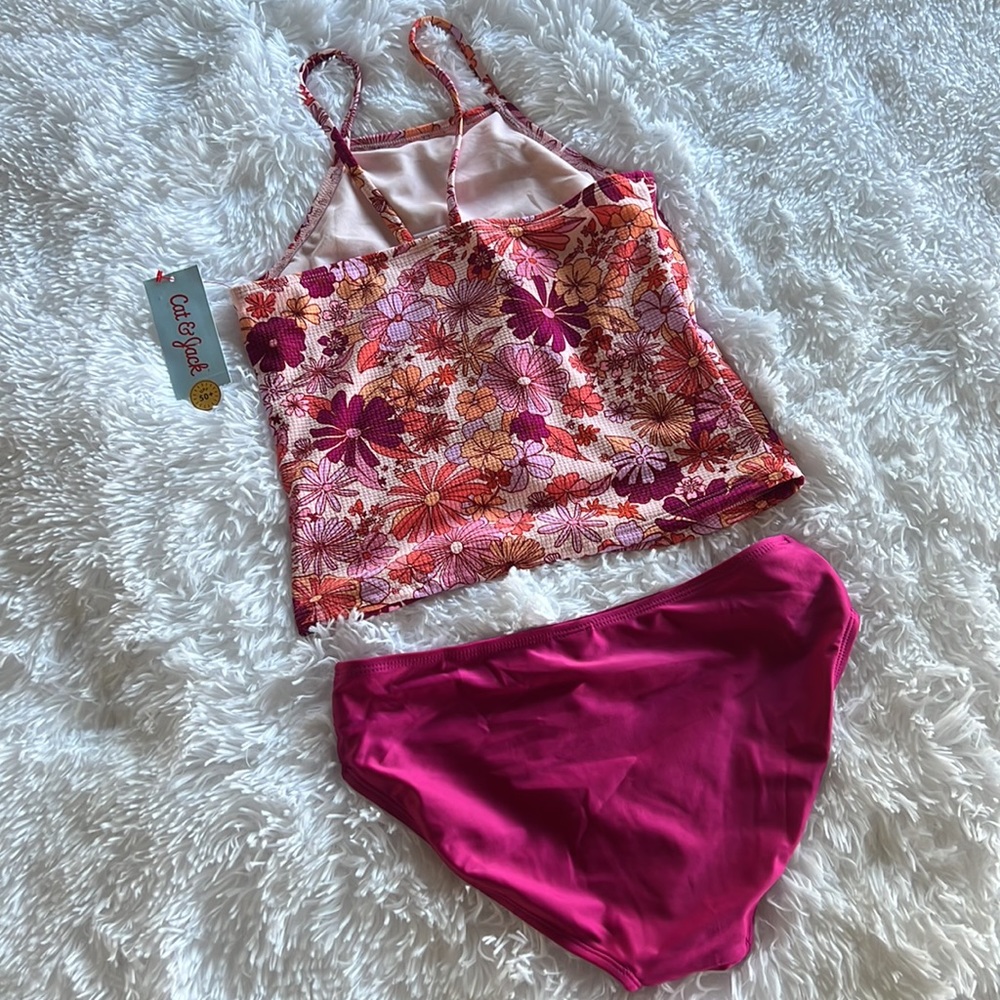 New! Girls floral tankini swimsuit set - Picture 5 of 6